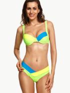 Shein Color Block Push Up Plunge Bikini Set
