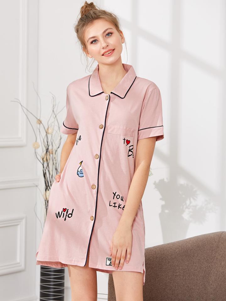 Shein Contrast Binding Letter Print Shirt Dress