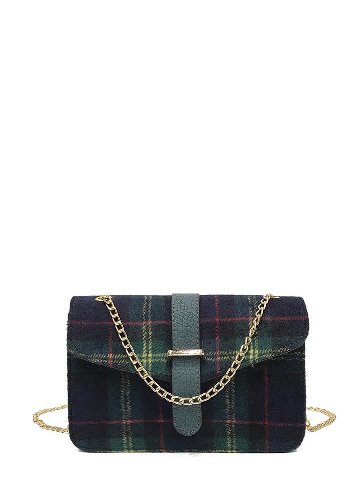 Shein Buckle Decor Plaid Chain Bag