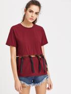 Shein Knot Ribbon Detail Peekaboo T-shirt