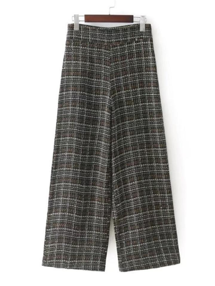 Shein Wide Leg Tweed Plaid Pants