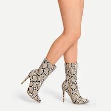 Shein Snakeskin Pattern Side Zipper Stiletto Boots