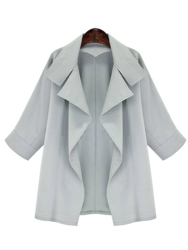 Shein Grey Lapel Long Sleeve Loose Coat