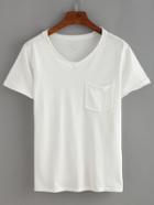 Shein Plain Round Neck Pocket T-shirt