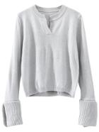 Shein Grey Notch Neck Bell Sleeve Sweater