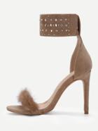 Shein Faux Fur Detail Ankle Cuff Pumps