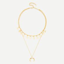 Shein Moon Pendant Link Necklace With Star Charm