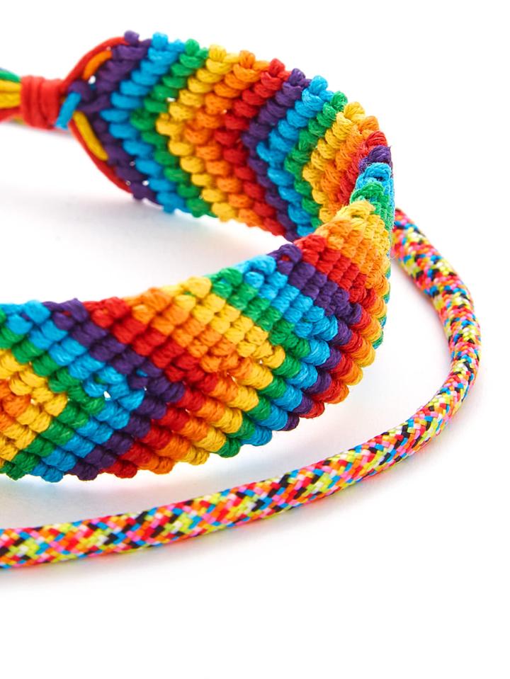 Shein Rainbow Design Woven Choker Set 2pcs