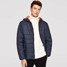 Shein Men Zip Front Hooded Puffer Jacket
