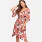 Shein Shirred Waist Flower Print Dress