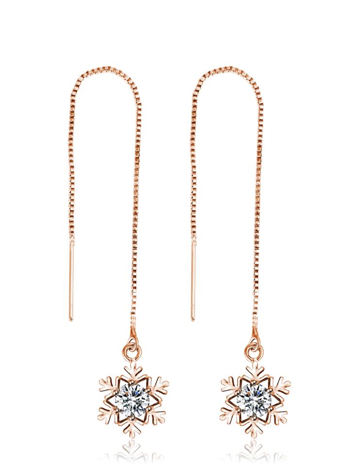 Shein Rhinestone Snowflake Drop Earrings