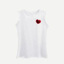 Shein Girls Sequins Heart Graphic Tee
