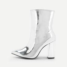 Shein Side Zipper Metallic Boots