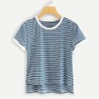Shein Striped Step Hem Ringer Tee