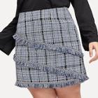 Shein Plus Fringe Lace Trim Tweed Skirt