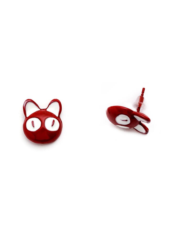 Shein Red Enamel Cat Ear Studs