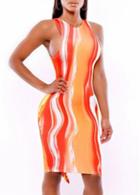 Rosewe Catching Print Design Sleeveless Open Back Dress For Summer