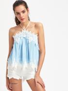 Shein Contrast Lace Halter Top