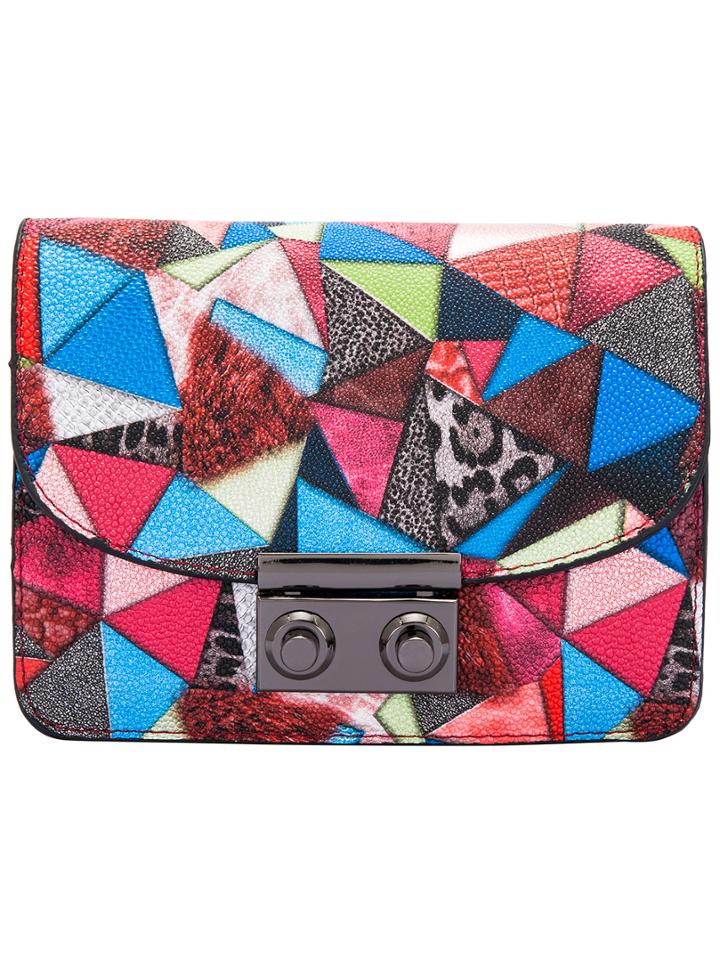 Shein Push Lock Multicolor Geometric Chain Satchels