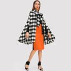 Shein Tied Neck Plaid Longline Coat
