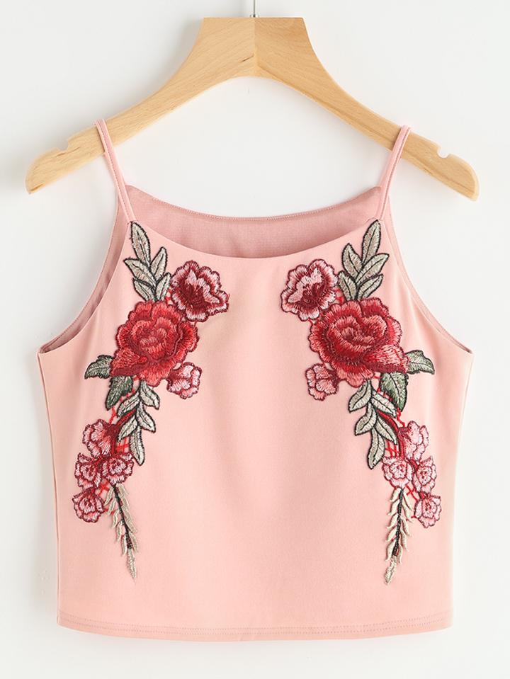 Shein Rose Patch Crop Cami Top