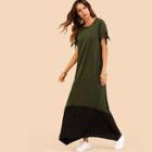Shein Tie Cuff Color Block Dress