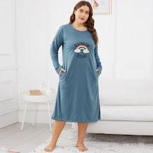 Shein Plus Rainbow & Letter Print Night Dress