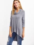 Shein Heather Grey Cowl Neck High Low T-shirt