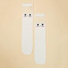 Shein Girls Mesh Panel Knee Length Socks  1pair