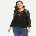 Shein Plus Lace Contrast Solid Top