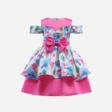 Shein Girls Bow Detail Layered Dress