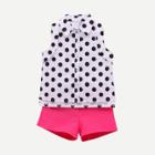 Shein Girls Polka Dot Sleeveless Blouse With Plain Shorts