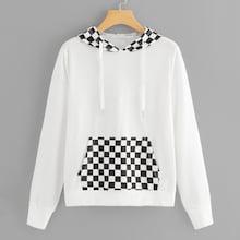 Shein Gingham Kangaroo Pocket Hoodie
