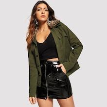 Shein Detachable Faux Fur Collar Jacket