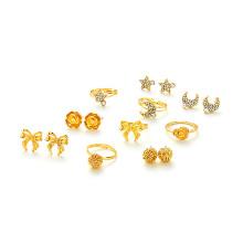 Shein Moon & Flower Design Ring & Earring Set