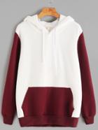 Shein Color Block Hooded Pocket Sweatshirt