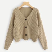 Shein Solid Scallop Hem Knit Coat