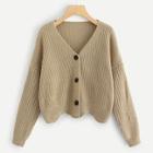 Shein Solid Scallop Hem Knit Coat