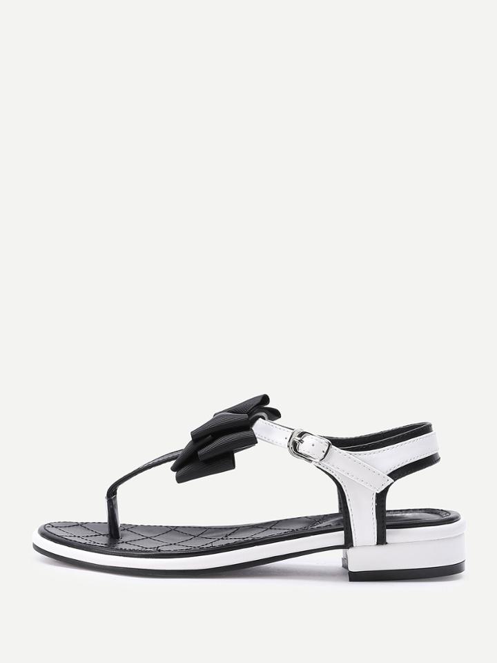 Shein Bow Tie Design Toe Post Low Heel Sandals
