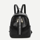 Shein Checkered Detail Curved Top Backpack