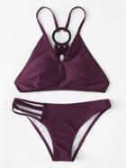 Shein Woven Back Ring Bikini Set