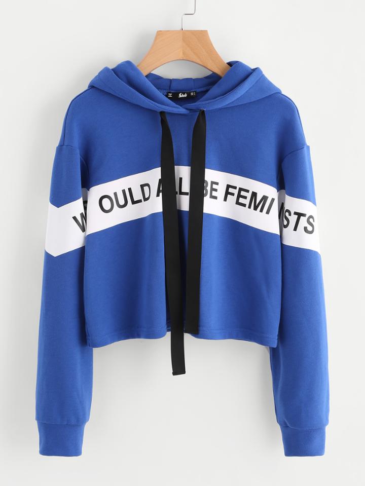 Shein Letter Print Drop Shoulder Hoodie