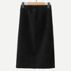 Shein Solid Rib Knit Trim Fuzzy Skirt