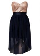 Rosewe Color Block Sequin Decorated Tube Dress With Zip