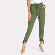 Shein Frill Waist Drawstring Hem Pants