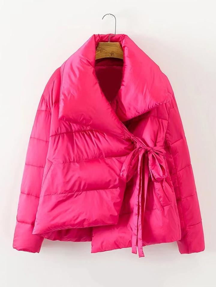 Shein Oversized Collar Self Tie Padded Coat