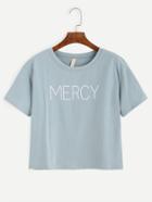 Shein Blue Letter Print T-shirt