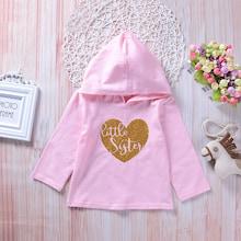 Shein Toddler Girls Letter & Heart Pattern Hooded Tee