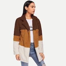 Shein Cut And Sew Panel Teddy Coat