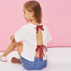 Shein Girls Bow And Tied Back Tee